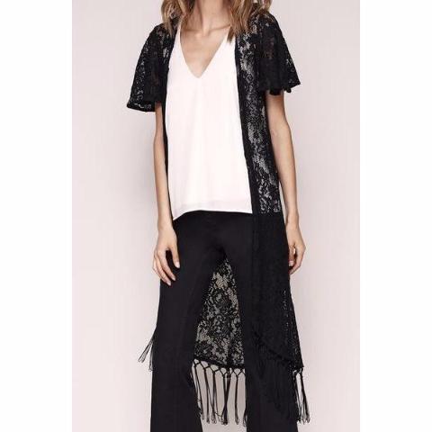 Fantasy Fringe Black Lace Kimono