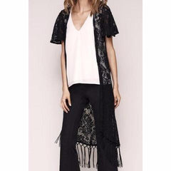 Fantasy Fringe Black Lace Kimono