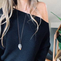 Waffle Knit Slouch Sweater - Black