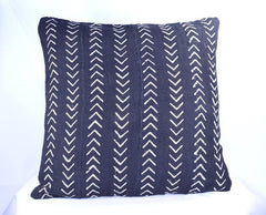 19 x 19 African Mudcloth Pillow Cover - Black Chevron