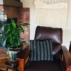 19 x 19 African Mudcloth Pillow Cover - Black Chevron