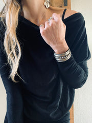 Luxe Micro Rib Off Shoulder Top