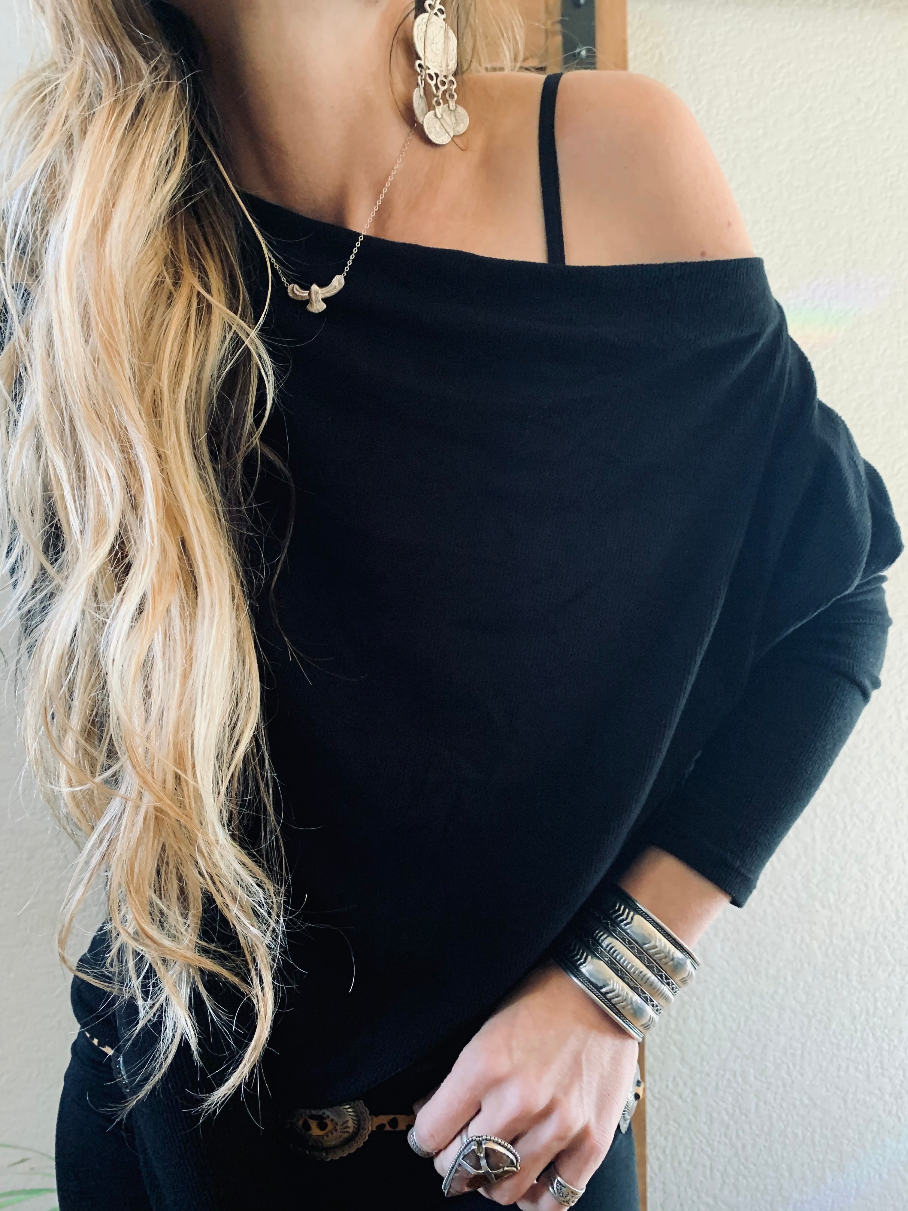 Luxe Micro Rib Off Shoulder Top