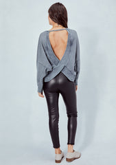 Kiki Open Back Pullover - Vintage Slate