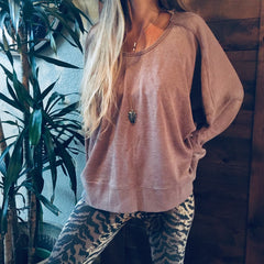 Maeve Open Back Pullover - Saddle