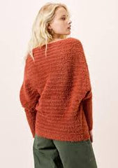 Rayne Slouchy Boatneck Sweater - Burnt Orange