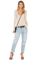 Snap Front Henley - Sandstone