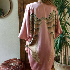 Luxe Silk Short Kimono in Musk - One Size