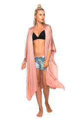Luxe Silk Long Kimono in Musk - One Size