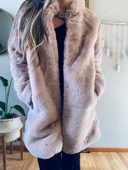 Tickled Pink Faux Fur Coat