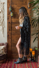 All Fringe Everything Kimono in Blush or Black