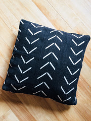 19 x 19 African Mudcloth Pillow Cover - Black Chevron L