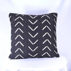 19 x 19 African Mudcloth Pillow Cover - Black Chevron L