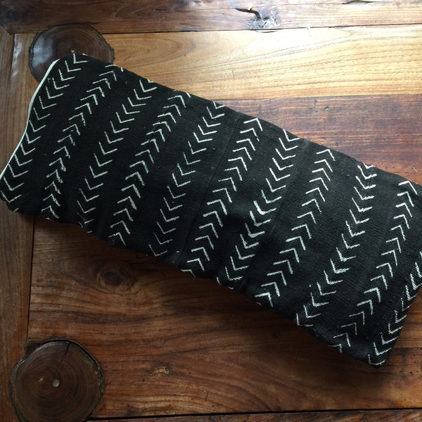 12 x 26 African Mudcloth Pillow Cover - Black Chevron
