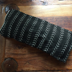 12 x 26 African Mudcloth Pillow Cover - Black Chevron