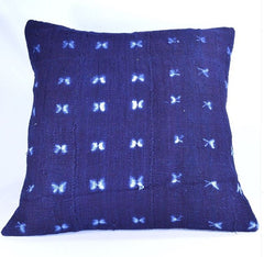 19 x 19 African Mudcloth Pillow Cover - Indigo