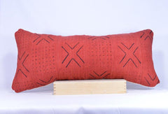 12 x 26 African Mudcloth Pillow Cover - Red