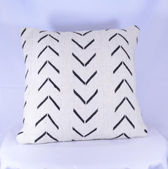 19 x 19 African Mudcloth Pillow Cover - White Chevron L