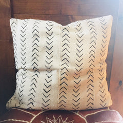 19 x 19 African Mudcloth Pillow Cover - White Chevron