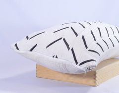 12 x 26 African Mudcloth Pillow Cover - White Chevron