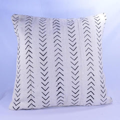 19 x 19 African Mudcloth Pillow Cover - White Chevron