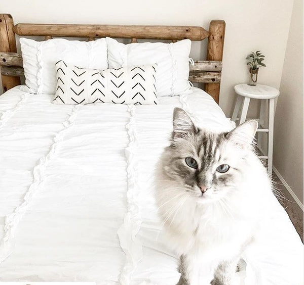 12 x 26 African Mudcloth Pillow Cover - White Chevron