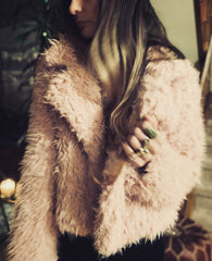 Shaggy Crop Jacket in Dusty Pink