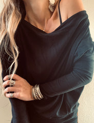 Luxe Micro Rib Off Shoulder Top