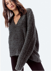 Cari Fuzzy Pullover - Olive