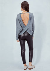 Kiki Open Back Pullover - Vintage Slate
