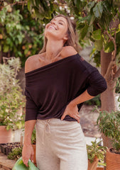 Luxe Micro Rib Off Shoulder Top