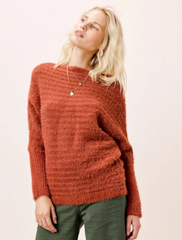 Rayne Slouchy Boatneck Sweater - Burnt Orange