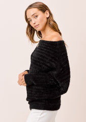 Rayne Slouchy Boatneck Sweater - Black
