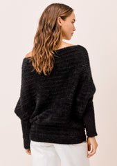 Rayne Slouchy Boatneck Sweater - Black