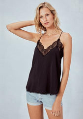 Zarina Silk Blend Cami - Black