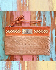 Cabo Leather Snakeskin Clutch