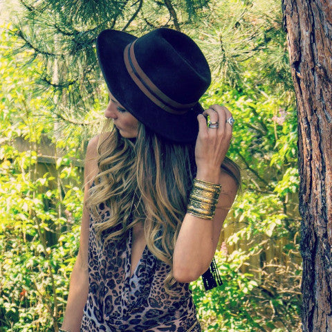 Azteca Floral Cuff in Gold