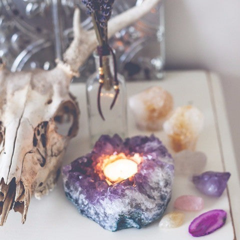 Amethyst Cluster Candle Holder