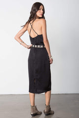 High Neck Midi Slip Dress