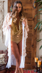 All Fringe Everything Kimono in Blush or Black