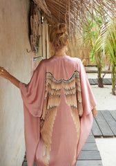 Luxe Silk Long Kimono in Musk - One Size